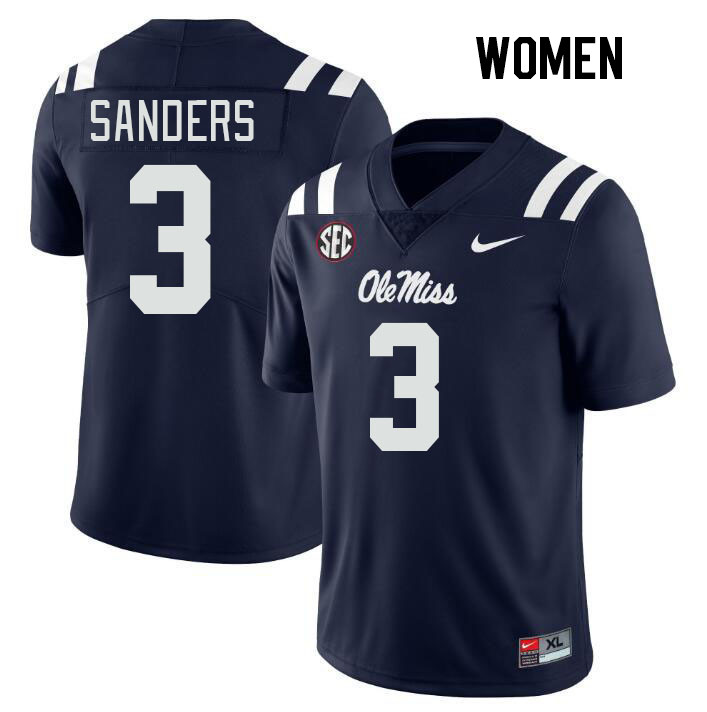 Women #3 Spencer Sanders Ole Miss Rebels College Football Jerseys Stitched Sale-Navy